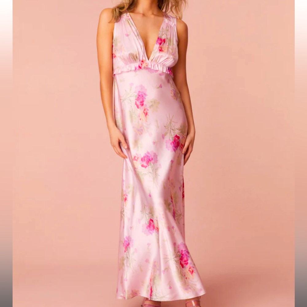 LoveShackFancy Suniva Silk Charmeuse Slip Dress Size 8 Bombay Pink